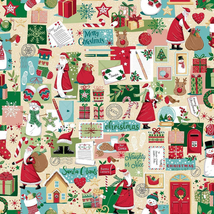 Makower | Christmas Wishes | Christmas Dear Santa | Cream - MU - 032 - Q