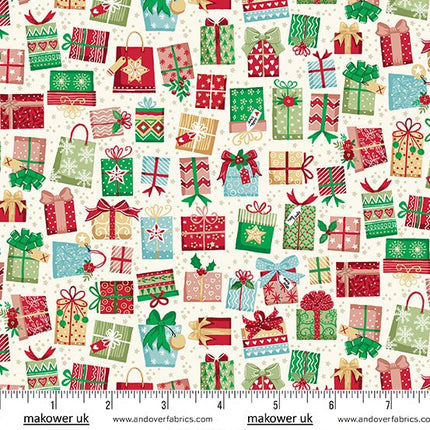 Makower | Christmas Wishes | Christmas Fat Quarter Pack | Green (6) - 