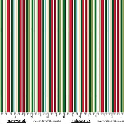 Makower | Christmas Wishes | Christmas Fat Quarter Pack | Green (6) - 