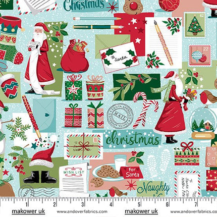 Makower | Christmas Wishes | Christmas Fat Quarter Pack | Green (6) - 