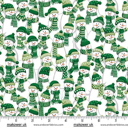 Makower | Christmas Wishes | Christmas Fat Quarter Pack | Green (6) - 