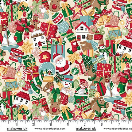 Makower | Christmas Wishes | Christmas Stocking Fillers | Cream - MU - 033 - Q
