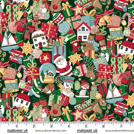 Makower | Christmas Wishes | Christmas Stocking Fillers | Green - MU - 033 - G