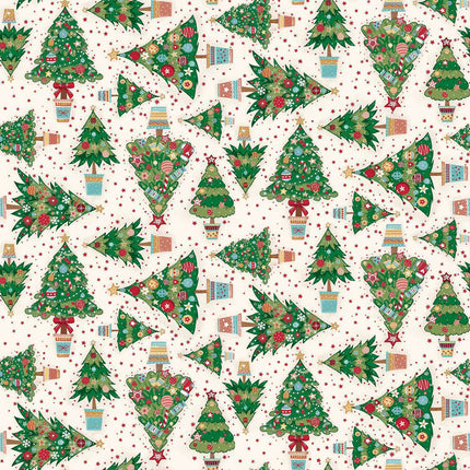 Makower | Christmas Wishes | Christmas Trees | Cream - MU - 036 - Q