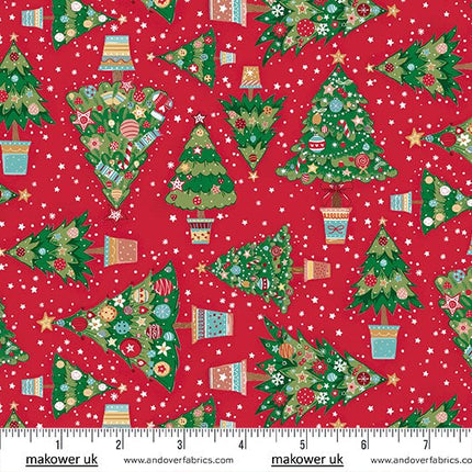 Makower | Christmas Wishes | Christmas Trees | Red - MU - 036 - R