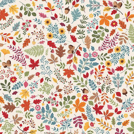 Makower Fabric | Autumn Days | Foliage | White - TP-2595-Q