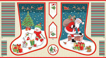 Makower Fabric | Merry Christmas | Large Stocking Panel - 2488