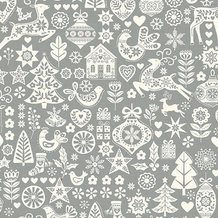 Makower Fabric | Scandi 23 | Icons | Silver - TP-2575-S