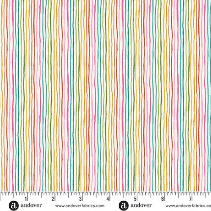 Makower Fabrics | Whiskers | Yarn Stripe | Cream - 012-Q