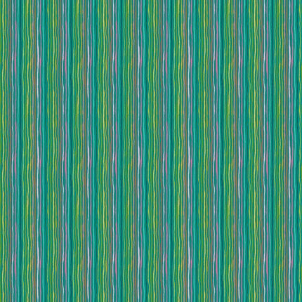 Makower Fabrics | Whiskers | Yarn Stripe | Teal - 012-T