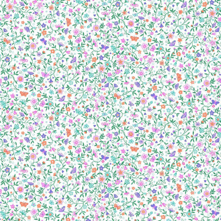 Makower Fairy Dust | Flower Trail | White - MU - 052 - W