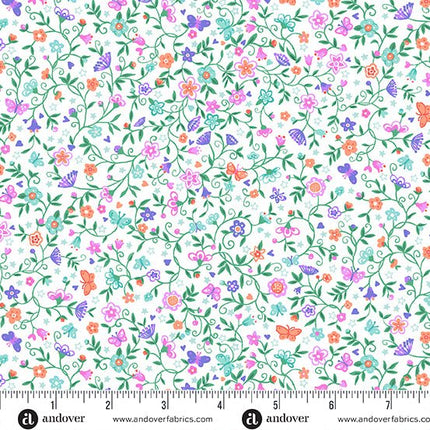 Makower Fairy Dust | Flower Trail | White - MU - 052 - W