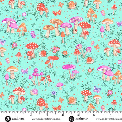 Makower Fairy Dust | Toadstool | Teal - MU - 051 - T