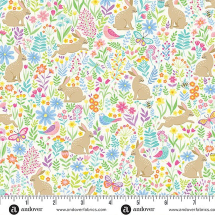 Makower Hello Spring | Bunny Meadow | Cream - 083 - Q