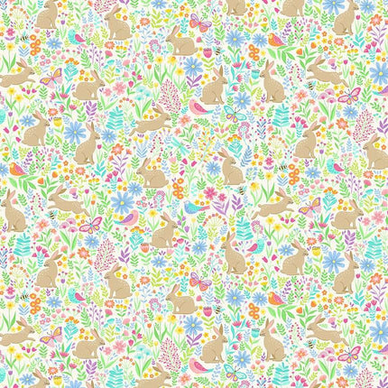 Makower Hello Spring | Bunny Meadow | Cream - 083 - Q