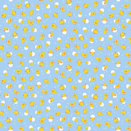 Makower Hello Spring | Cheerful Chicks | Blue - 086 - B