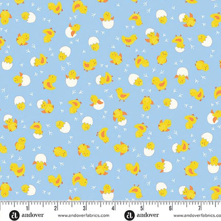 Makower Hello Spring | Cheerful Chicks | Blue - 086 - B
