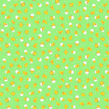 Makower Hello Spring | Cheerful Chicks | Green - 086 - G