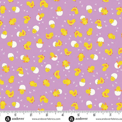 Makower Hello Spring | Cheerful Chicks | Lilac - 086 - L