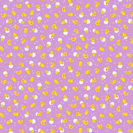 Makower Hello Spring | Cheerful Chicks | Lilac - 086 - L