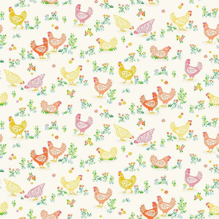 Makower Hello Spring | Happy Hens | Cream - 084 - Q