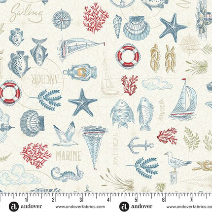Makower High Tide | Maritime | Cream - 078 - Q