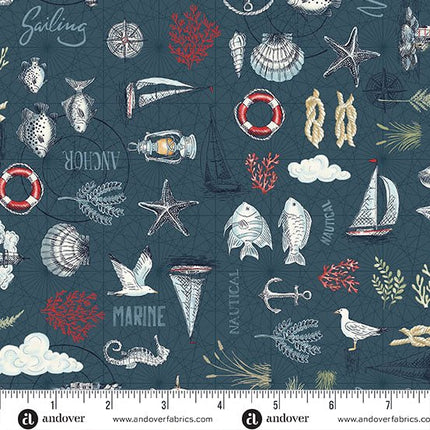 Makower High Tide | Maritime | Dark Blue - 078 - B8