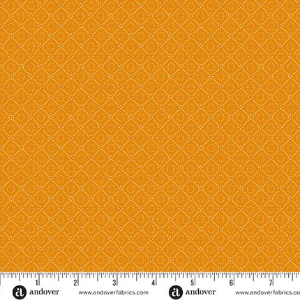 Makower | Indigo Cheddar | Circles in Diamonds | Cheddar - 1145 - O