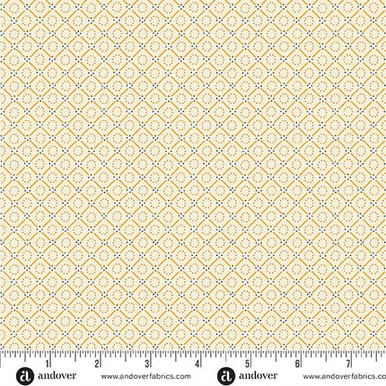 Makower | Indigo Cheddar | Circles in Diamonds | Cream - 1145 - L