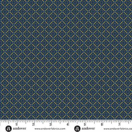 Makower | Indigo Cheddar | Circles in Diamonds | Indigo - 1145 - B
