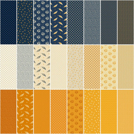 Makower | Indigo Cheddar | Fat Quarter Pack (24) - 