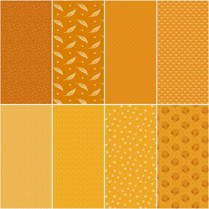 Makower | Indigo Cheddar | Fat Quarter Pack | Cheddar (8) - 