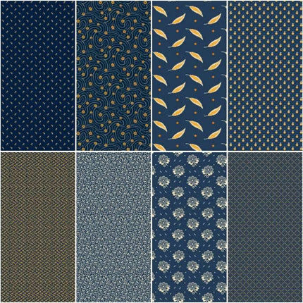 Makower | Indigo Cheddar | Fat Quarter Pack | Indigo (8) - 