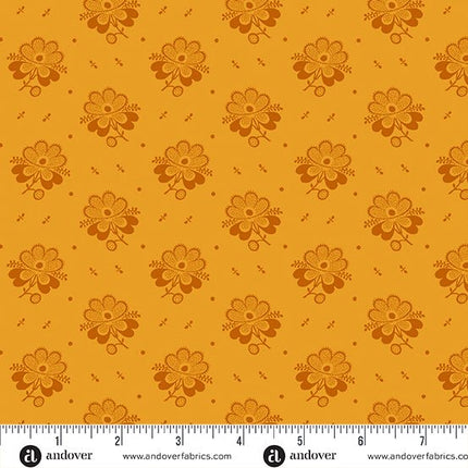 Makower | Indigo Cheddar | Picotage Floral | Cheddar - 1143 - O