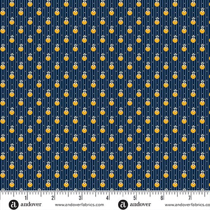 Makower | Indigo Cheddar | Pinstripe Circle | Indigo - 1142 - B