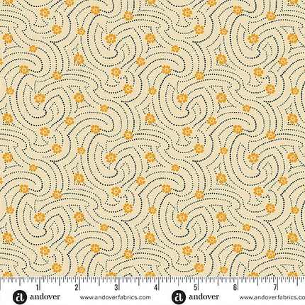 Makower | Indigo Cheddar | Swirly Dots | Cream - 1141 - L