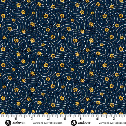 Makower | Indigo Cheddar | Swirly Dots | Indigo - 1141 - B