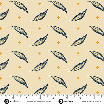 Makower | Indigo Cheddar | Tossed Leaves | Cream - 1140 - L