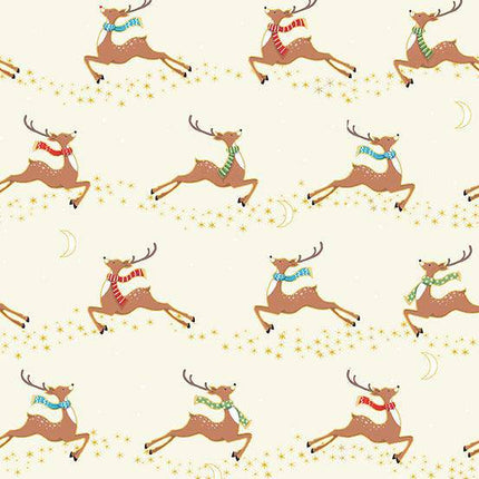 Makower - Merry Christmas - Flying Deer - Cream -