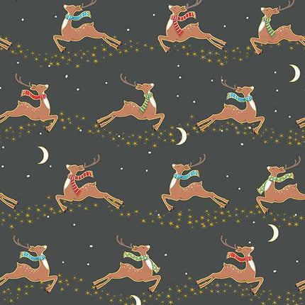 Makower - Merry Christmas - Flying Deer - Grey -