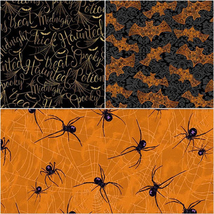 Makower - Mystery Manor - Fat Quarter Pack - Pumpkin (3) -