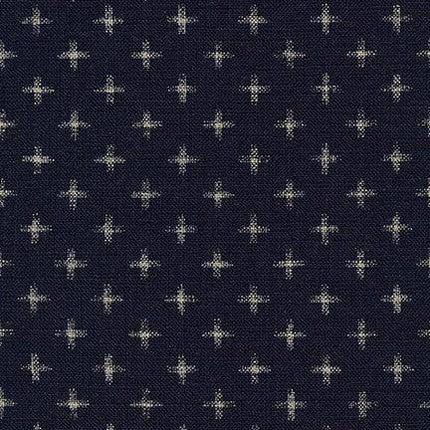 Nara Homespun - Japanese Indigo Linen Look Cotton - Crosses - 88223D23