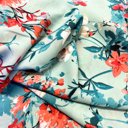 *NEW* Full Bloom | Pistachio | Poly Dress Fabric - Hollies Haberdashery UK
