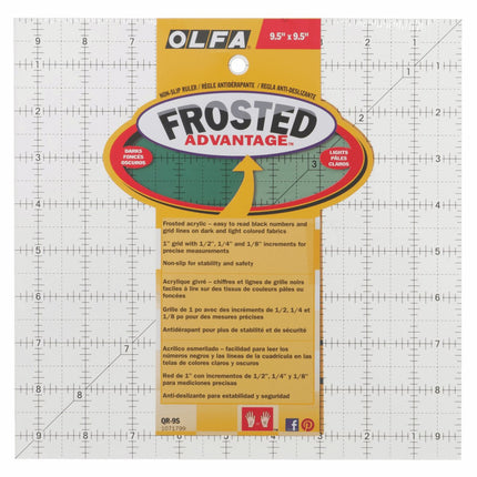 OLFA Non Slip Quilting Ruler - 9.5'' x 9.5'' - QR9S