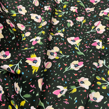 Party Flower | Cotton Lawn | Black - Hollies Haberdashery UK