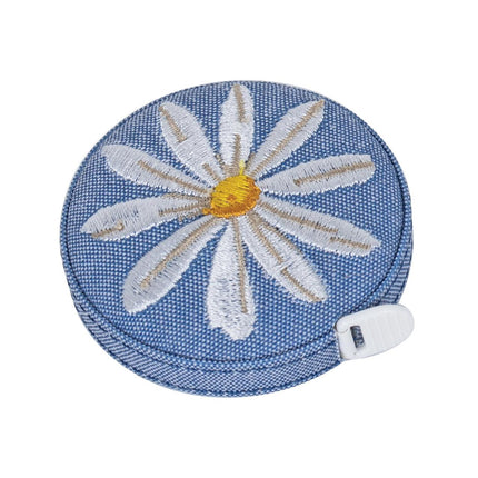 Retractable Tape Measure | Hobby Gift | Embroidered Denim Daisies - TK23E\649