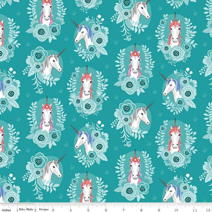 Riley Blake - My Unicorn - My Portrait - Teal -