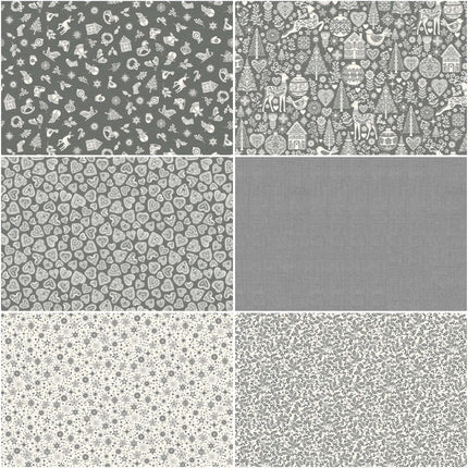 Makower Scandi 25 | Christmas Fat Quarter Pack Grey (6)