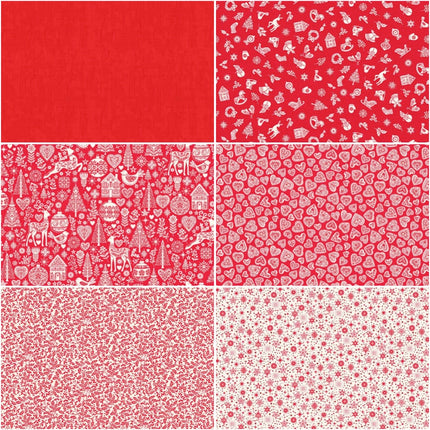 Makower Scandi 25 | Christmas Fat Quarter Pack Red (6)