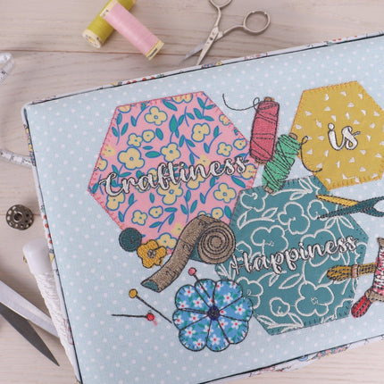 Sewing Box | Hobby Gift | Embroidered Happydashery | Craftiness Is Happiness - MRME\626